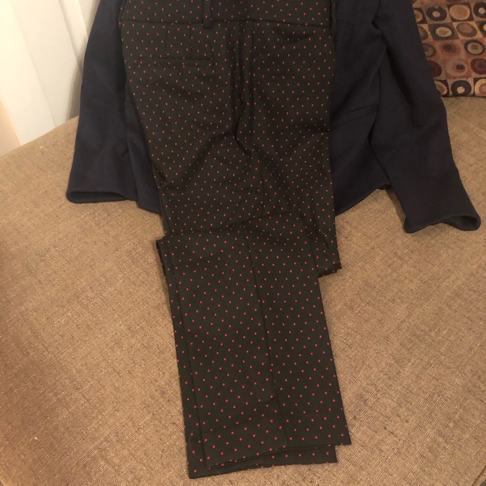 Talbots black w/red dot Hampshire ankle pant NWT